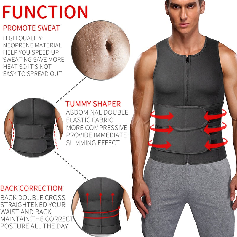 Men Waist Trainer Sauna Vest Fitness Corset Abdomen Slimming Body Shaper Belly Reducing Shapewear Burn Fat Shirt Trimmer Belt