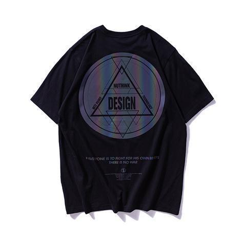 Hot Sale Summer Geometric Reflective Printing Graphic T shirts Man and Women Oversize Harajuku Tops Streetwear Couple Clothing