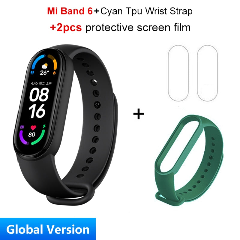 Global Version Xiaomi Mi Band 6 Smart Bracelet 1.56"AMOLED Screen miBand 6 Heart Rate Fitness Traker Bluetooth 5 ATM Waterproof