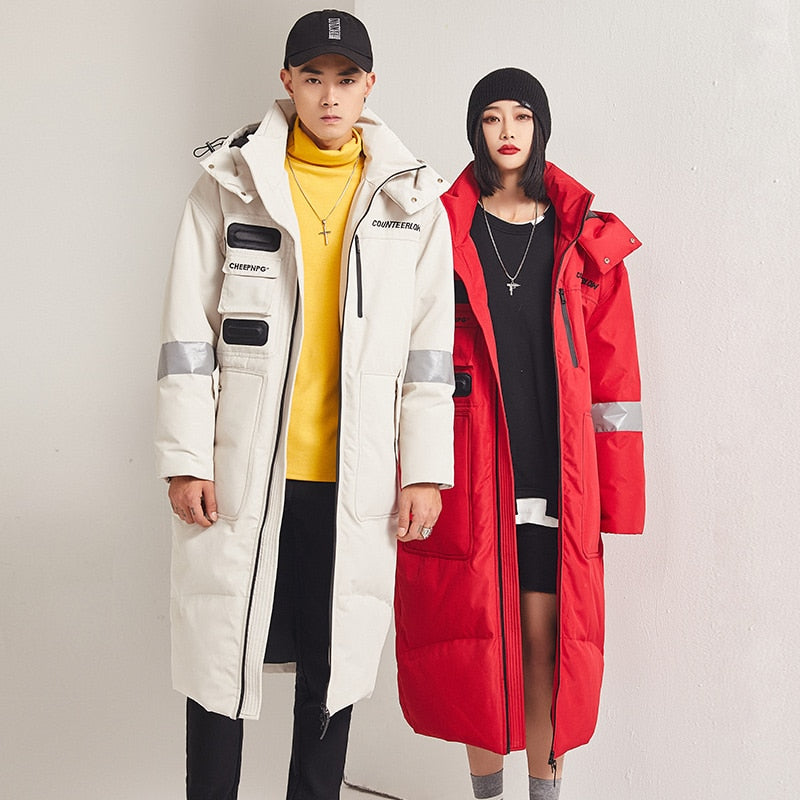 New Arrivals  Winter Down Jacket Men Thickening Long Trend In White Duck Down Hot-selling Couple Coat