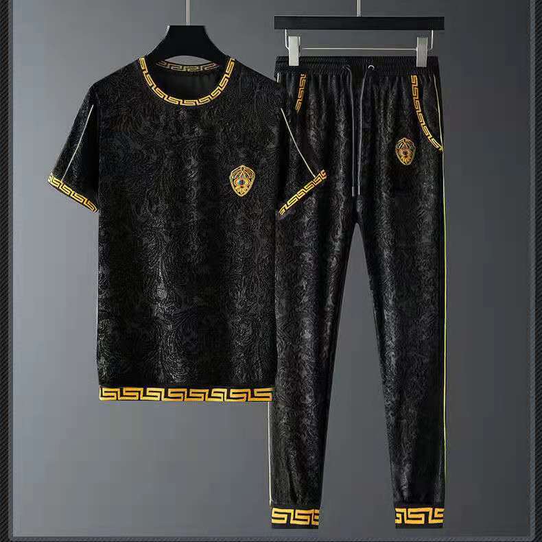 Sports Suit Dark Jacquard Embroidered Short-Sleeved T-Shirt