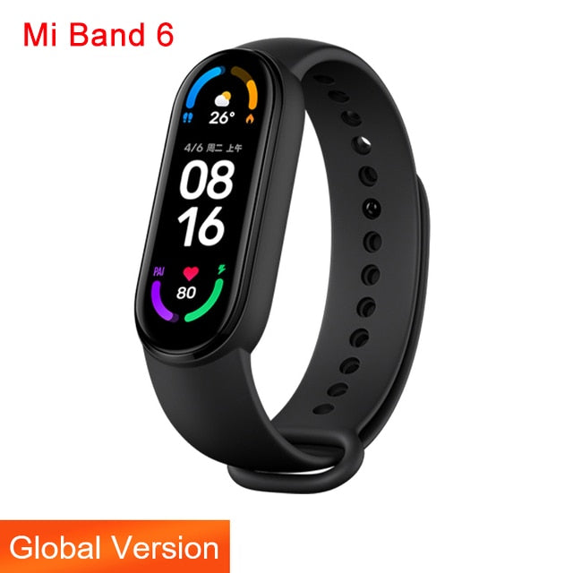 Global Version Xiaomi Mi Band 6 Smart Bracelet 1.56"AMOLED Screen miBand 6 Heart Rate Fitness Traker Bluetooth 5 ATM Waterproof