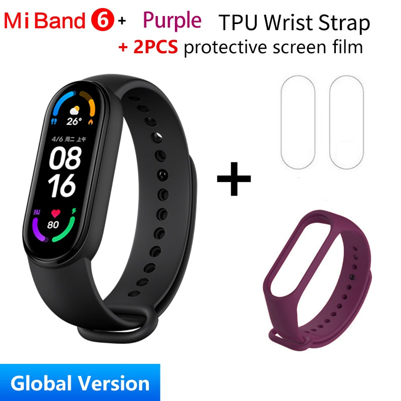 Global Version Xiaomi Mi Band 6 Smart Bracelet 1.56"AMOLED Screen miBand 6 Heart Rate Fitness Traker Bluetooth 5 ATM Waterproof