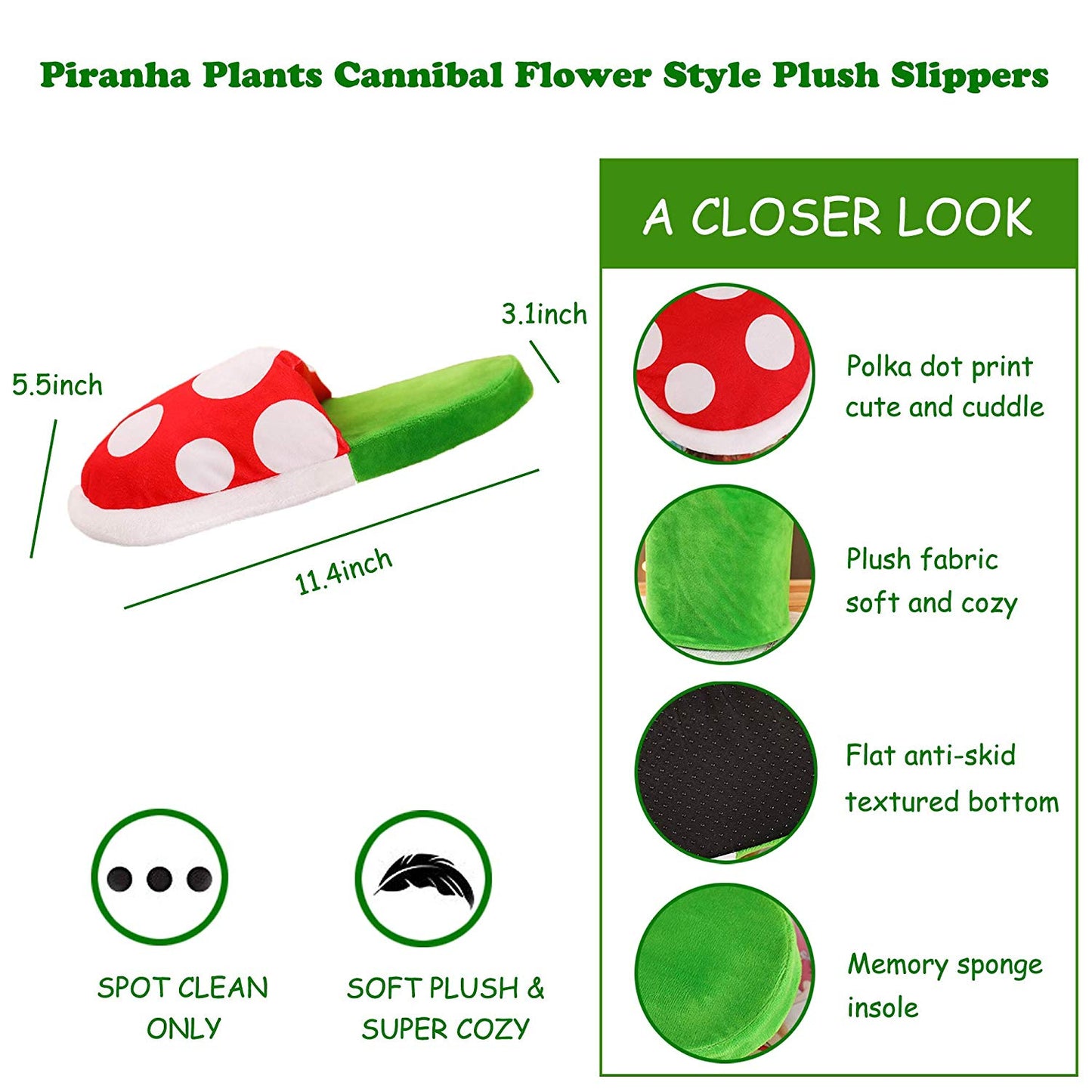 Super Mario Bros Slippers Piranha Decoration Flower Cosplay Shoes Autumn&Winter Plush Slipper Christmas Gift Wholesale