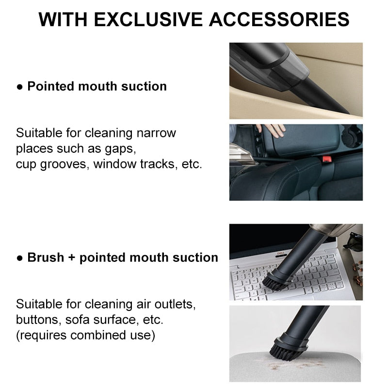 Handheld Wireless Vacuum Cleaner Rechargeable Cyclone Suction Car Vacuum Cleaner Cordless Wet/Dry Auto Portable for Car Home