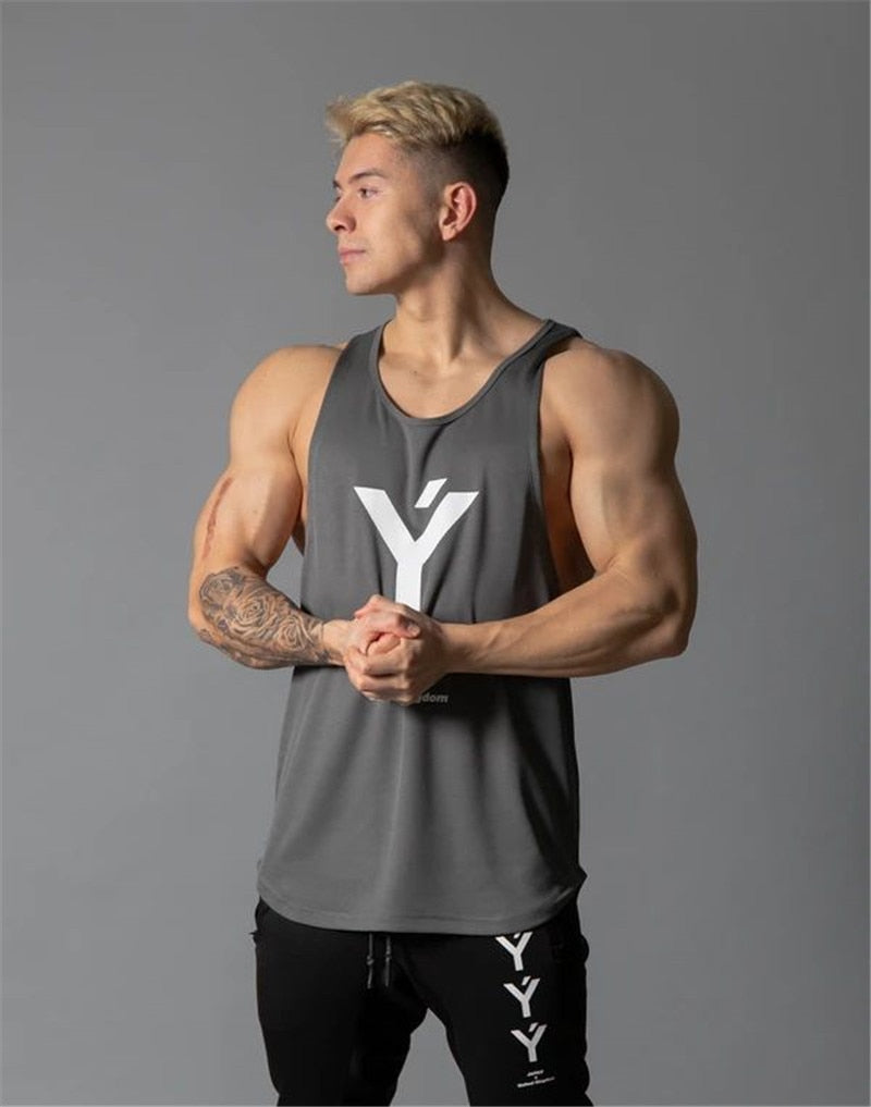Summer Tank Top Bodybuilding Stringer Gym Sleeveless Undershirt Men Fitness Mesh Vest Sportswear Workout Tank Top