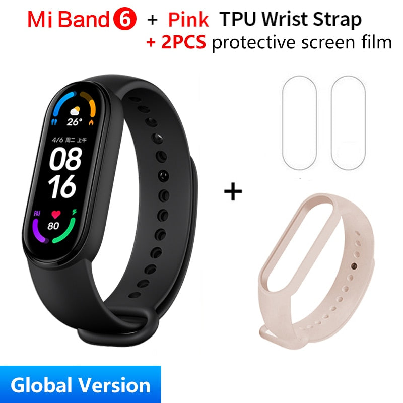 Global Version Xiaomi Mi Band 6 Smart Bracelet 1.56"AMOLED Screen miBand 6 Heart Rate Fitness Traker Bluetooth 5 ATM Waterproof