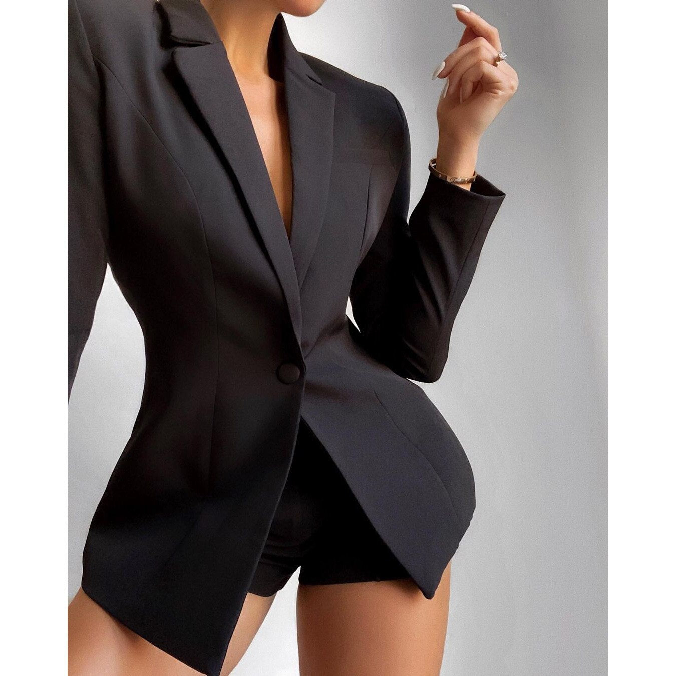 Women's Office V Neck Two Piece Blazer Suit