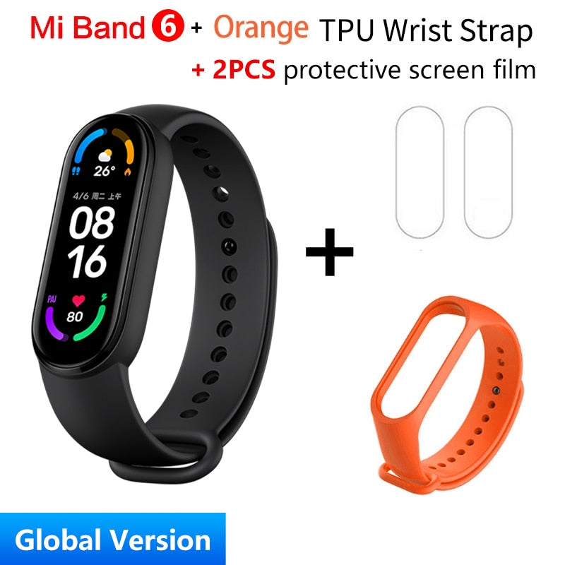 Global Version Xiaomi Mi Band 6 Smart Bracelet 1.56"AMOLED Screen miBand 6 Heart Rate Fitness Traker Bluetooth 5 ATM Waterproof