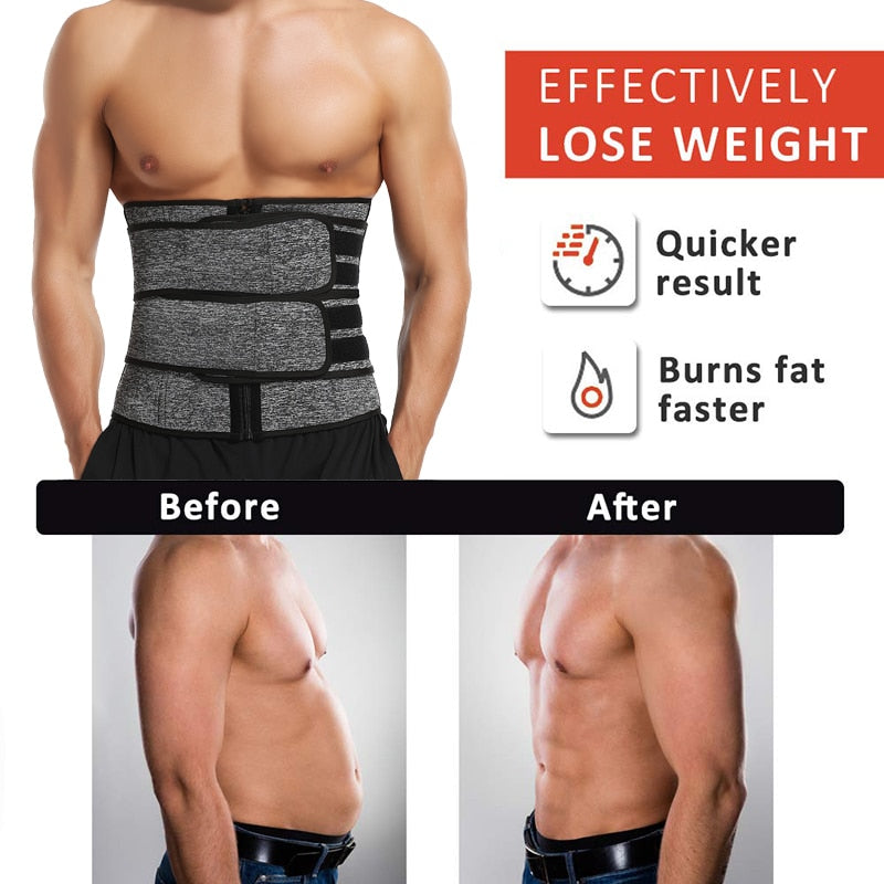 Men Waist Trainer Body Shaper Slimming Belt Support Underwear Sweat Weight Loss Corset Neoprene Sauna Waist Trimmer Belt