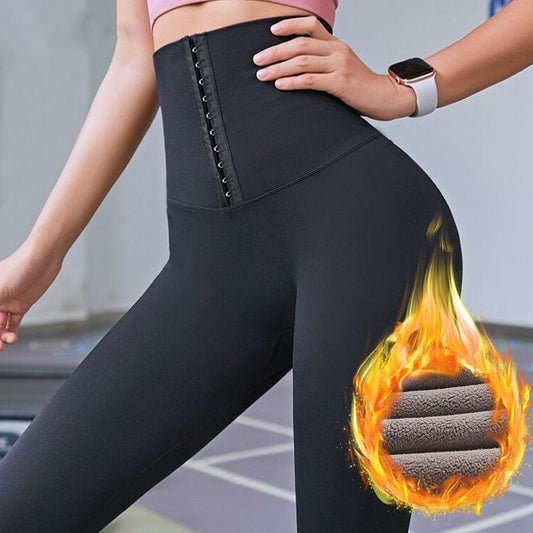 Solid High Wait Warm Leggings Women Breasted Sports Gym Girl Leggins Mujer Jogging Workout Casual Push Up Legging Fitness