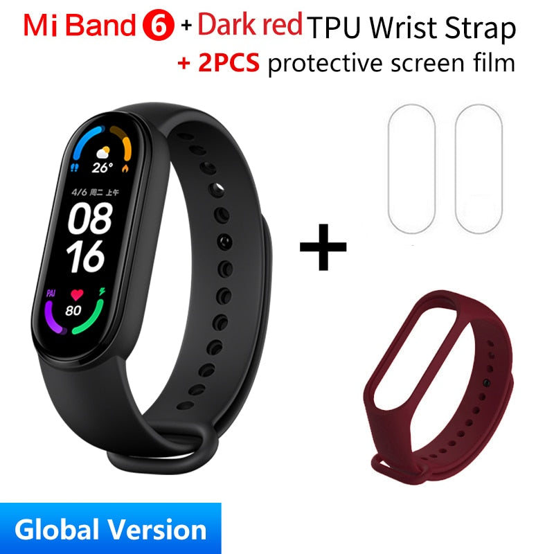 Global Version Xiaomi Mi Band 6 Smart Bracelet 1.56"AMOLED Screen miBand 6 Heart Rate Fitness Traker Bluetooth 5 ATM Waterproof