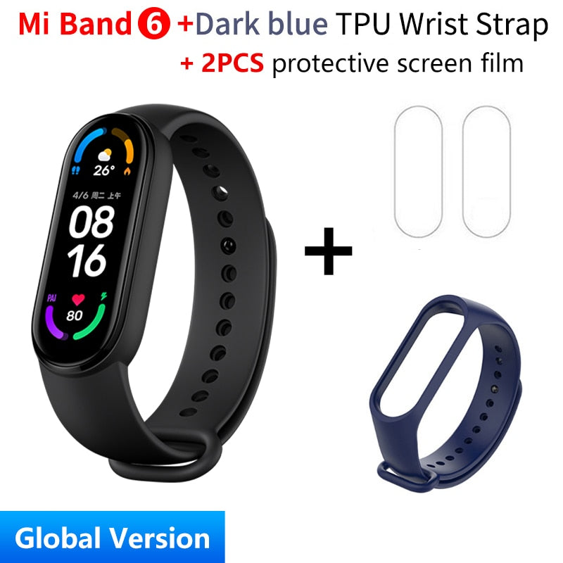 Global Version Xiaomi Mi Band 6 Smart Bracelet 1.56"AMOLED Screen miBand 6 Heart Rate Fitness Traker Bluetooth 5 ATM Waterproof