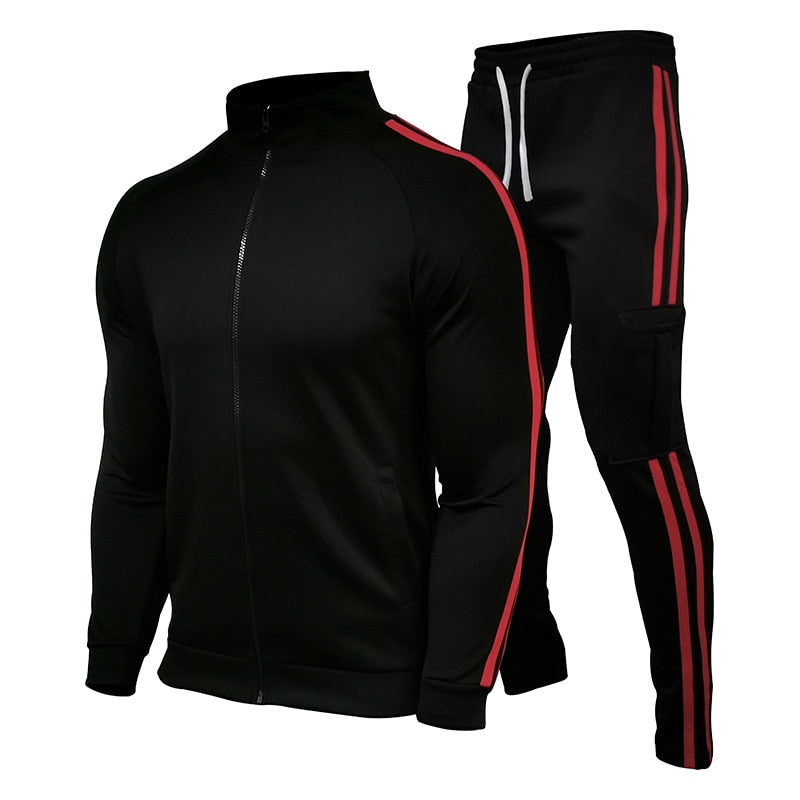 New Men's Set Spring Autumn Man Sportswear 2 Piece Sets Sports Suit Jacket+Pant Sweatsuit Male Tracksuit BMW Men's
