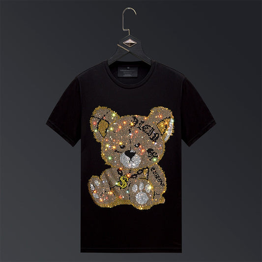 Diamond Tshirt Men T Shirt Unisex Streetwear Slim Men's Short Sleeve Shirt Diamond Inlaid Teddy Bear Toy Plus Size 6XL Cool Hot