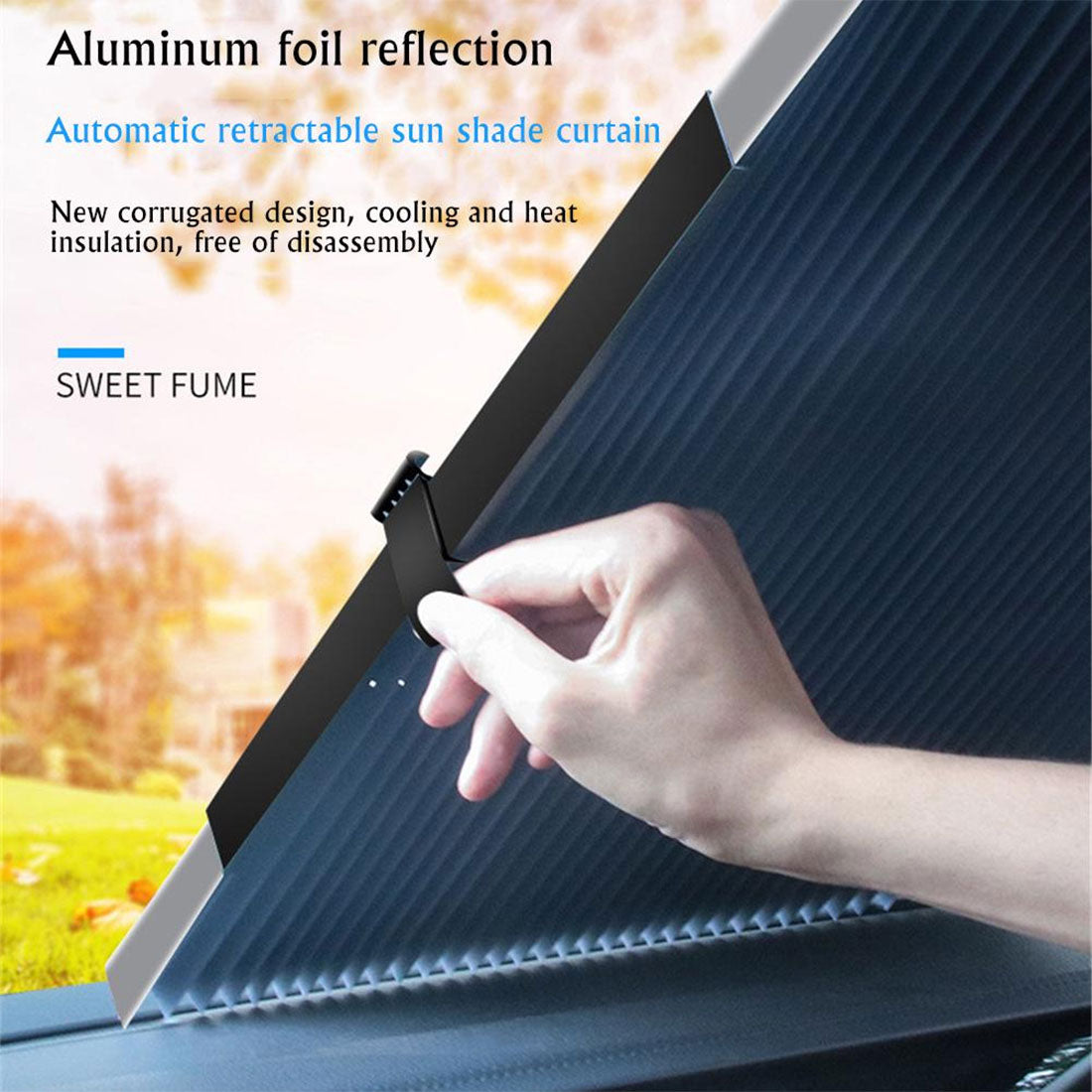Car Window Sunshade Retractable Foldable Windshield Sunshade Cover Shield Curtain Auto Sun Shade Block Anti-UV Car Window Shade