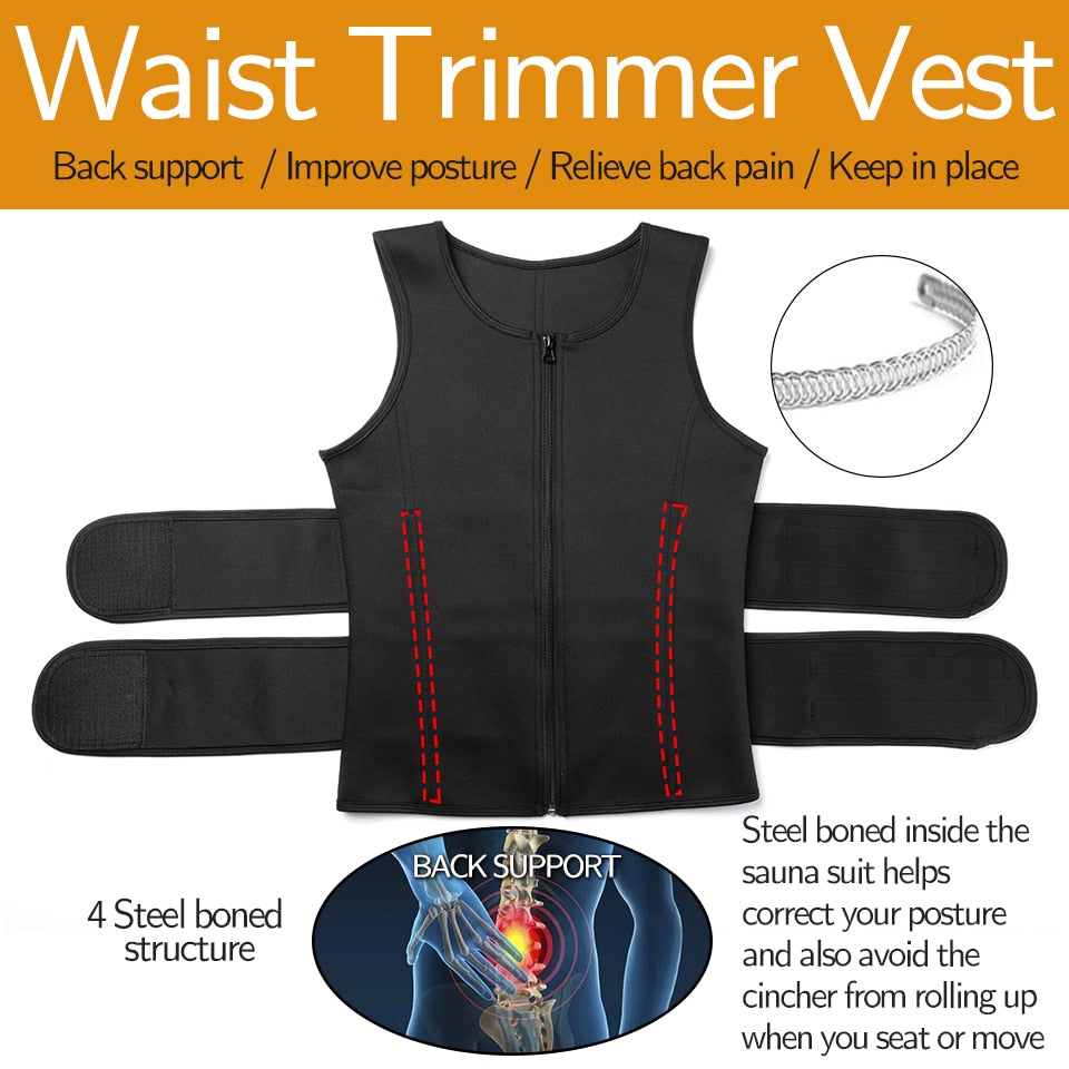 Men Body Shaper Waist Trainer Vest Slimming Shirt Sauna Sweat Vest Compression Undershirt Shapewear Fat Burner Workout Tank Tops
