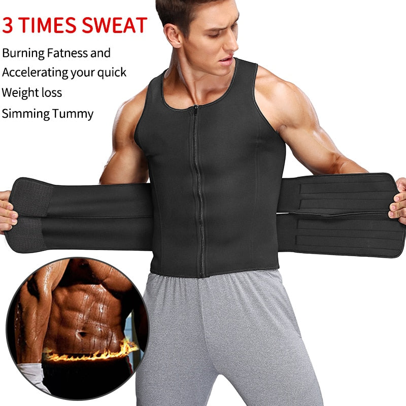 Men Waist Trainer Sauna Vest Fitness Corset Abdomen Slimming Body Shaper Belly Reducing Shapewear Burn Fat Shirt Trimmer Belt