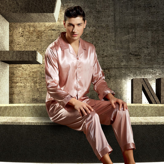 Satin Silk Men Pyjamas Luxury Sleepwear Set