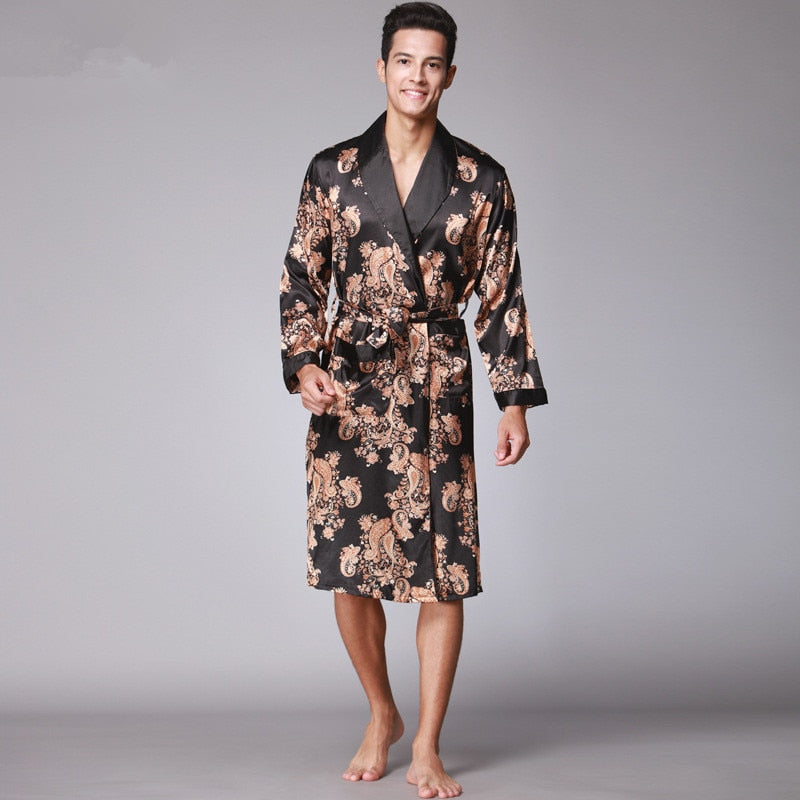 Paisley Print Silk Satin Pyjama Robe