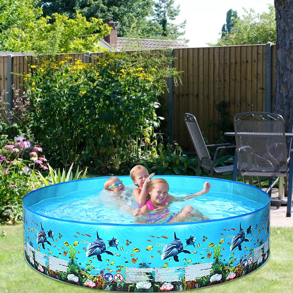 Marine Pattern Family Swimming Pools Outdoor Backyard Foldable Kids Water Pool Swimming Portable Outdoor Elements