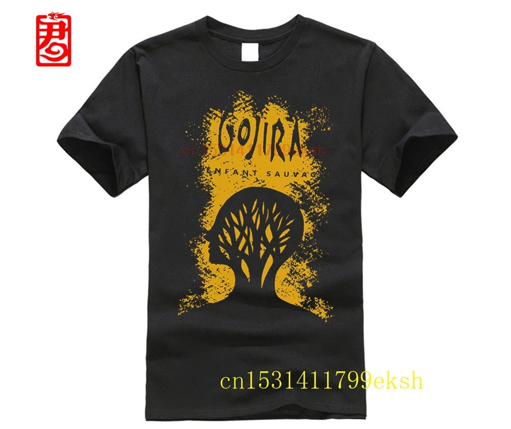 Gojira Men Black T-shirt Metal Band Tee Rock Shirt Lenfant Sauvage Clothes Popular T-Shirt Crewneck 100% Cotton Tees