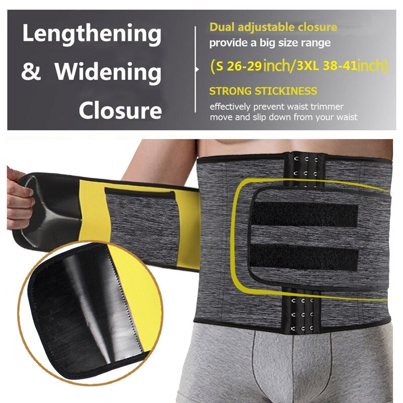 NINGMI Men Waist Trainer with Pocket Neoprene Man Shaper Cincher Corset Male Body Modeling Belt Slimming Strap Fitness Shapewear