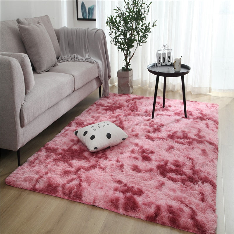 Grey Carpet Tie Dyeing Plush Soft Carpets For Living Room Bedroom Anti-slip Floor Mats Bedroom Water Absorption Carpet Rugs