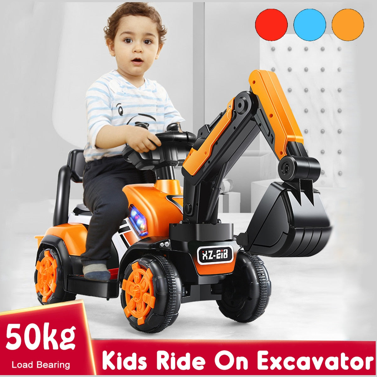 kid Ride on Car Children Excavator Toy Kids Balance Car Plastic Toy Truck Birthday Christmas Gift for 2-6Year boys and girls