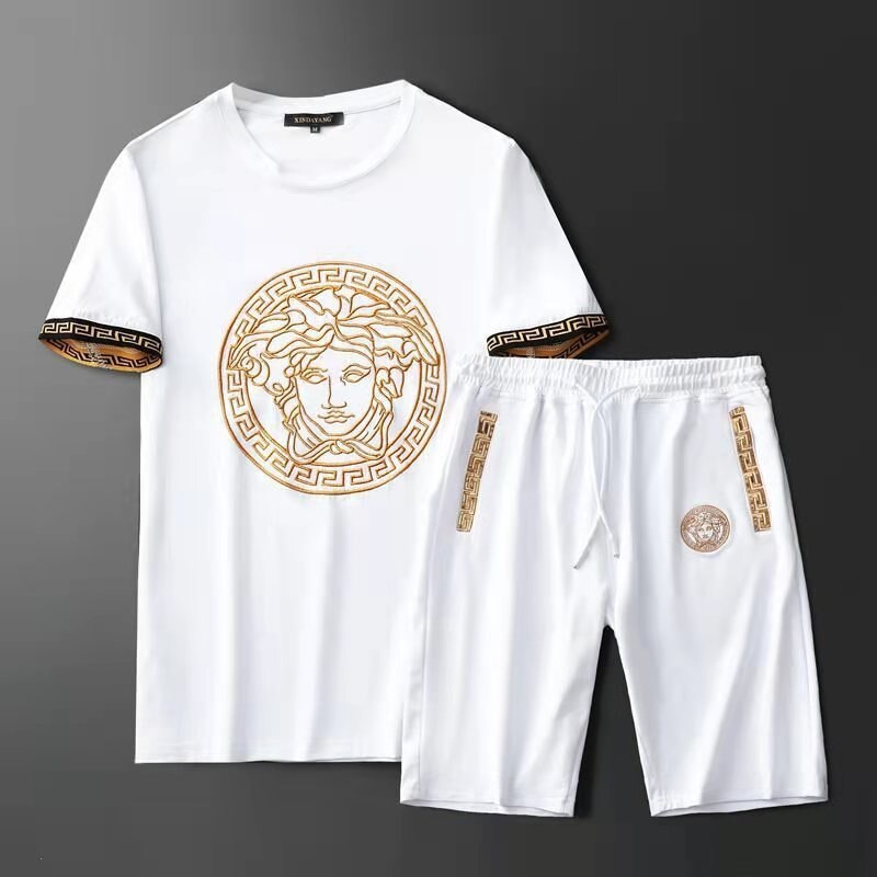 Summer Men Soil leisure Short Sleeve Shorts Sport Fashion Suit European And American Trend letter Print Round Collar Suit