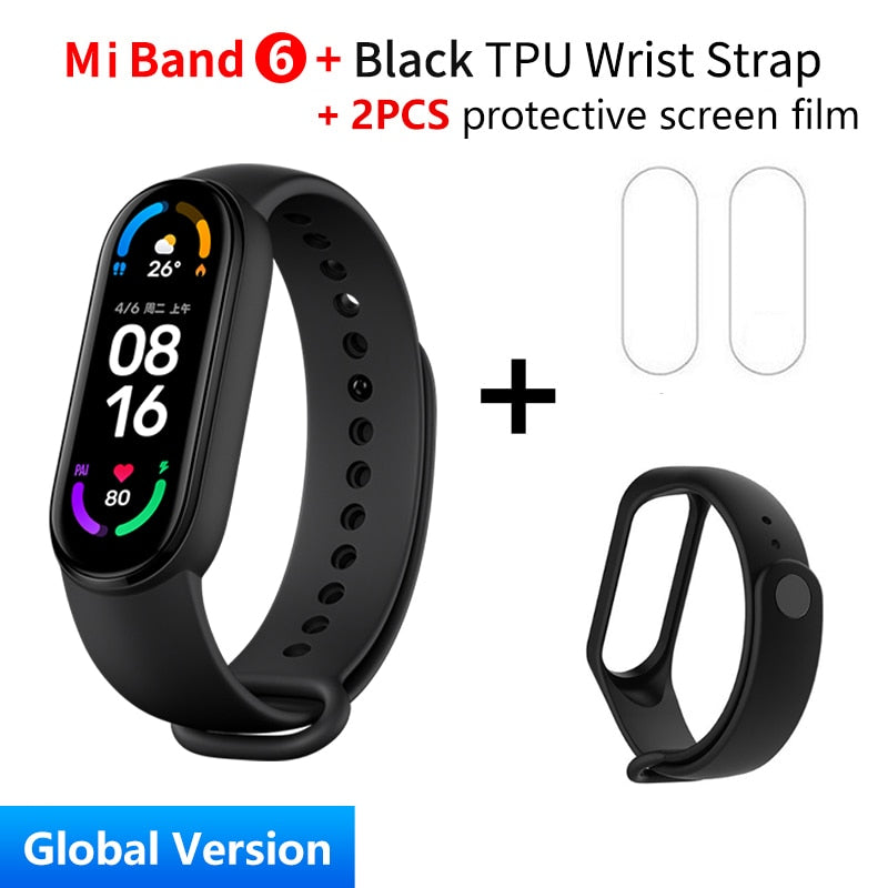 Global Version Xiaomi Mi Band 6 Smart Bracelet 1.56"AMOLED Screen miBand 6 Heart Rate Fitness Traker Bluetooth 5 ATM Waterproof