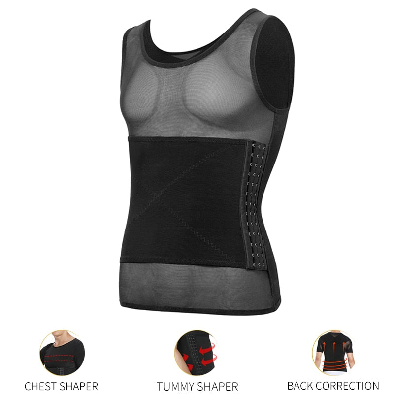 Men Body Shaper Abdomen Reducing Shapewear Waist Trainer Belly Slimming Shapers Abs Slim Vest Male Compression Shirts Corset Top