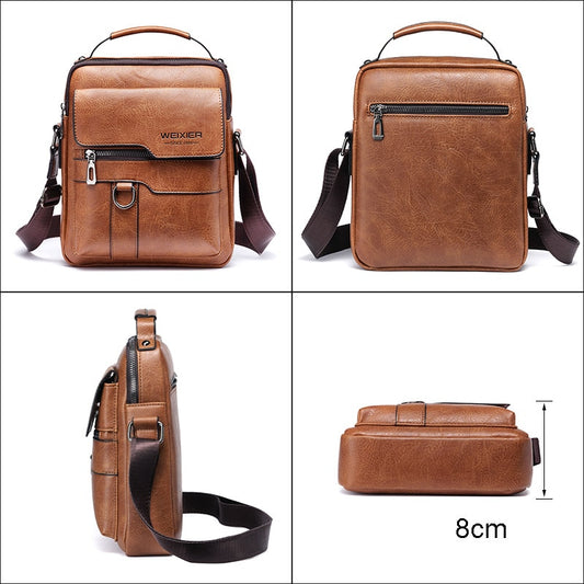 WEIXIER Men Crossbody Bag Shoulder Bags Vintage Men Handbags Large Capacity PU Leather Bag For Man Messenger Bags Tote Bag