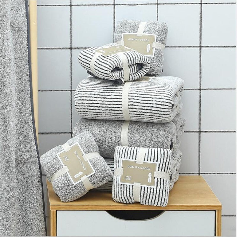 Bamboo Charcoal Coral Velvet Bath Towel For Adult Soft Absorbent Bamboo Carbon Fiber Household Bathroom Towel Sets