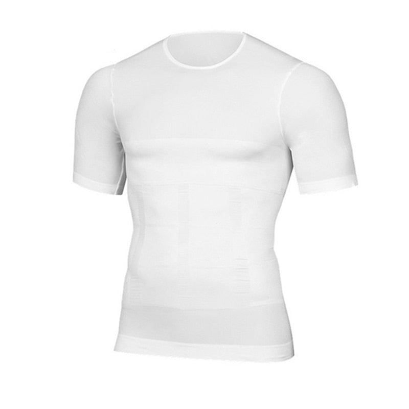 Men Body Toning T-Shirt Body Shaper Corrective Posture Shirt Slimming Belt Belly Abdomen Fat Burning Compression Corset