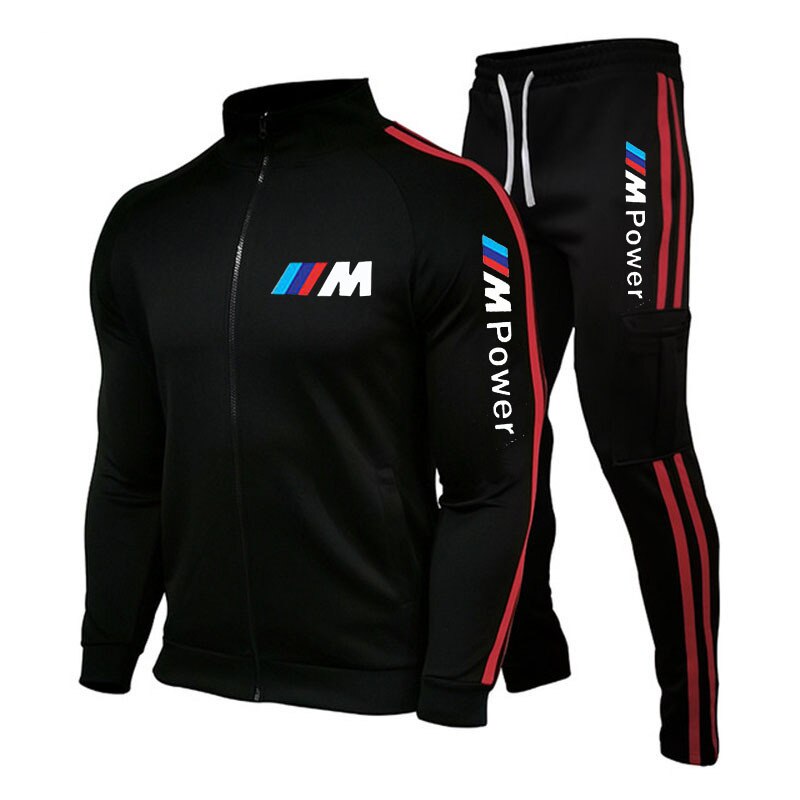 New Men's Set Spring Autumn Man Sportswear 2 Piece Sets Sports Suit Jacket+Pant Sweatsuit Male Tracksuit BMW Men's