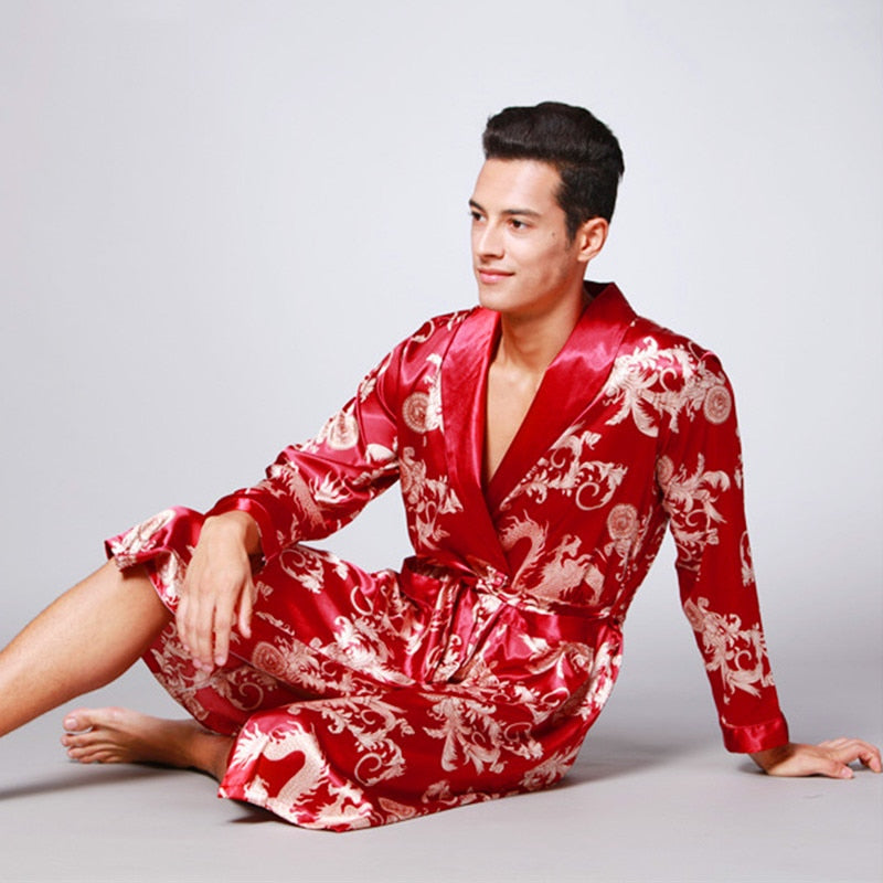 Paisley Print Silk Satin Pyjama Robe