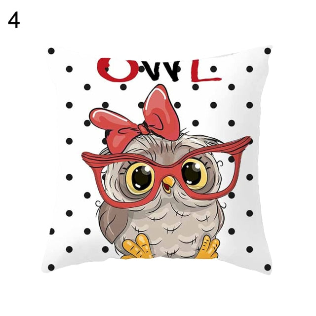 Lovely Cartoon Owl Dog Throw Pillow Case Sofa Bed Cushion Cover Home Decor 45cm x 45cm