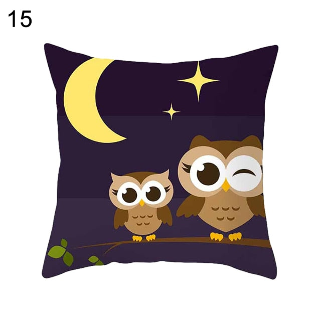 Lovely Cartoon Owl Dog Throw Pillow Case Sofa Bed Cushion Cover Home Decor 45cm x 45cm