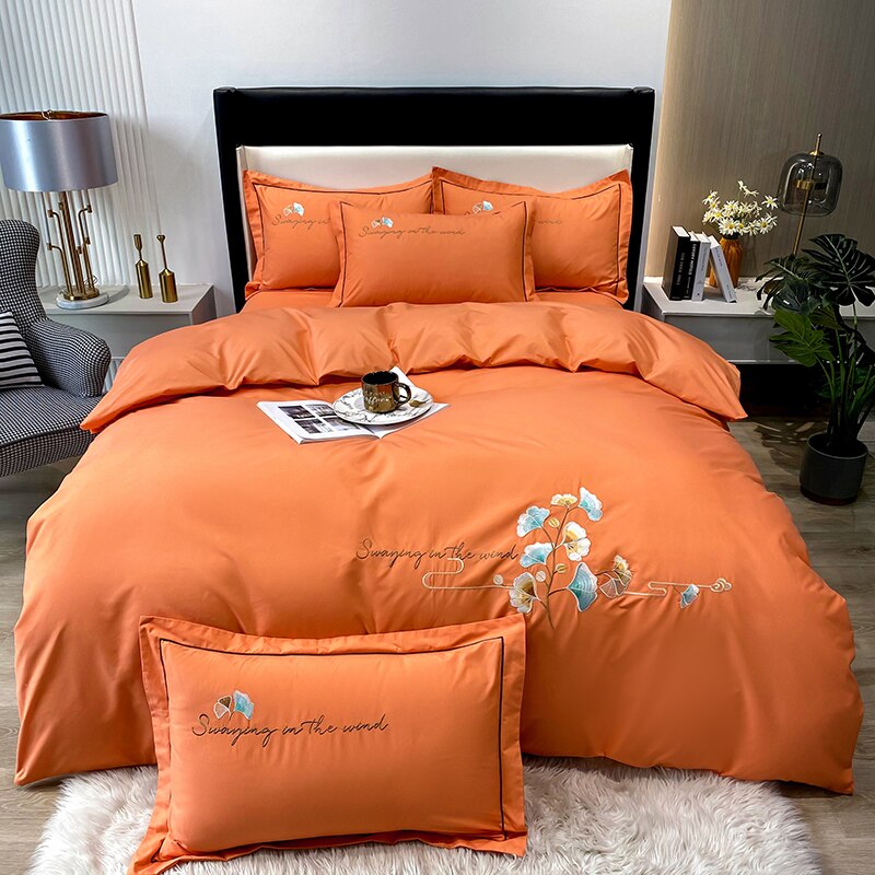 4pcs Embroidery Thick Bedding Set