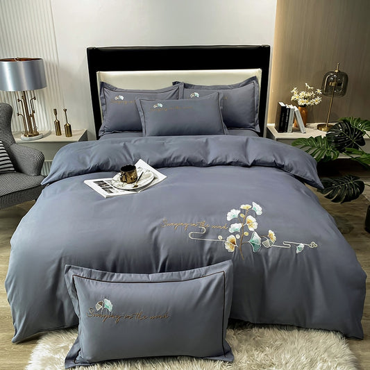 4pcs Embroidery Thick Bedding Set