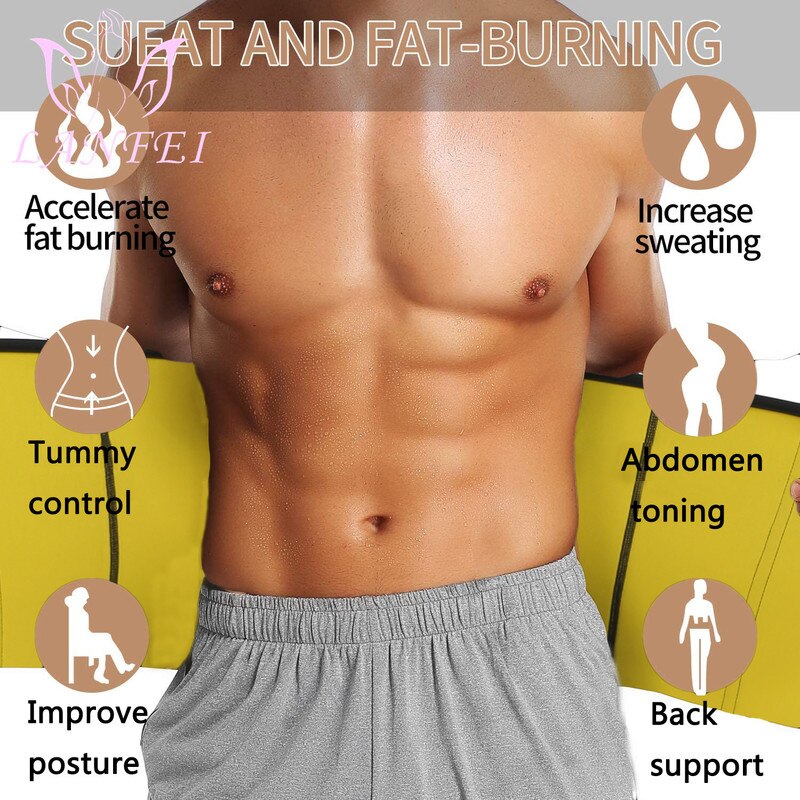LANFEI Hot Neoprene Body Shaper Waist Trainer Belt Sauna Slimming Tummy Control Strap Men Sport Fitness Sweat Corset Fat Burner