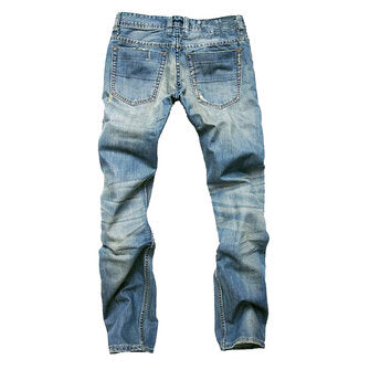 Ripped Fold Stitching Straight Washed Jeans