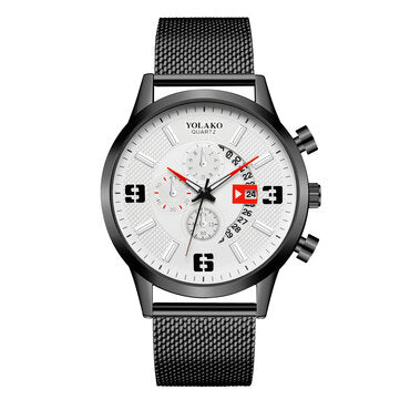 Fashion Elegant Alloy Men Business Watch Decorated Pointer Calendar Quartz Watch