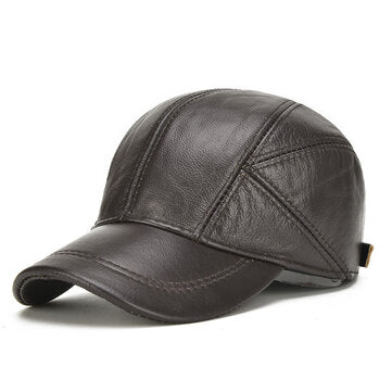 Collrown Mens Genuine Leather Baseball Cap