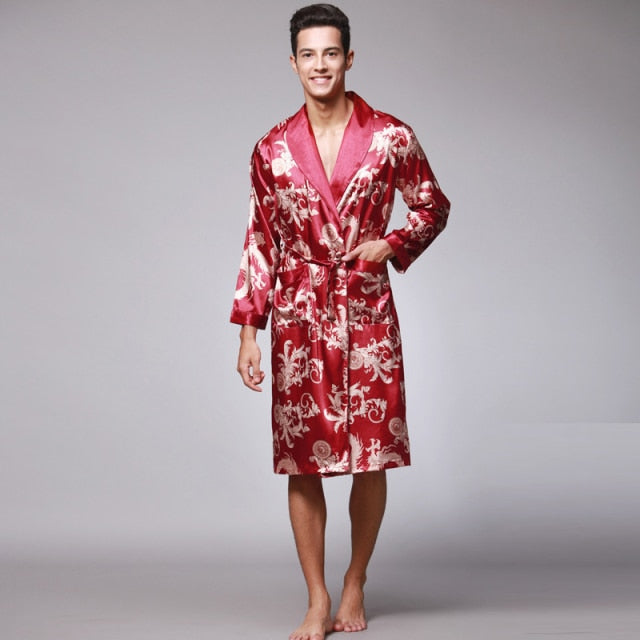 Arthurs Mens Silk Satin Bathrobe