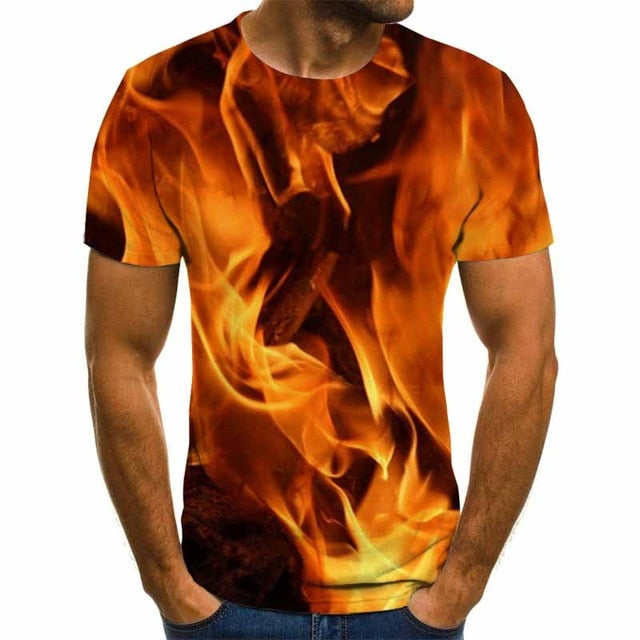 men's short-sleeved 3D round neck t-shirt