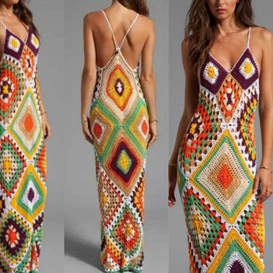 handmade knitted beach party maxi dress