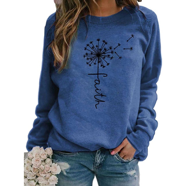 Stars Print Sweatshirts Women Long Sleeve Top Autumn New O-neck Sweatshirt Casual Female Loose Hoodies Datura Letter Pullover