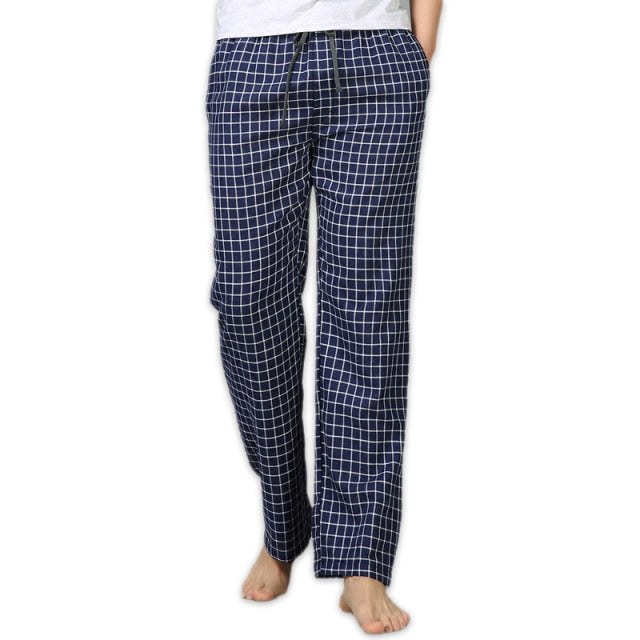 Summer 100% cotton sleep bottoms mens simple sleepwear pants for male hot sale casual plaid mens pants home trousers